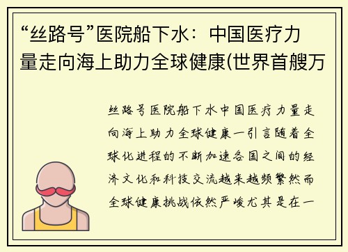 “丝路号”医院船下水：中国医疗力量走向海上助力全球健康(世界首艘万吨级医院船)