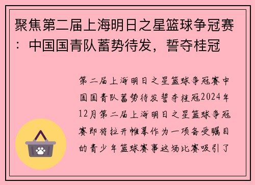 聚焦第二届上海明日之星篮球争冠赛：中国国青队蓄势待发，誓夺桂冠